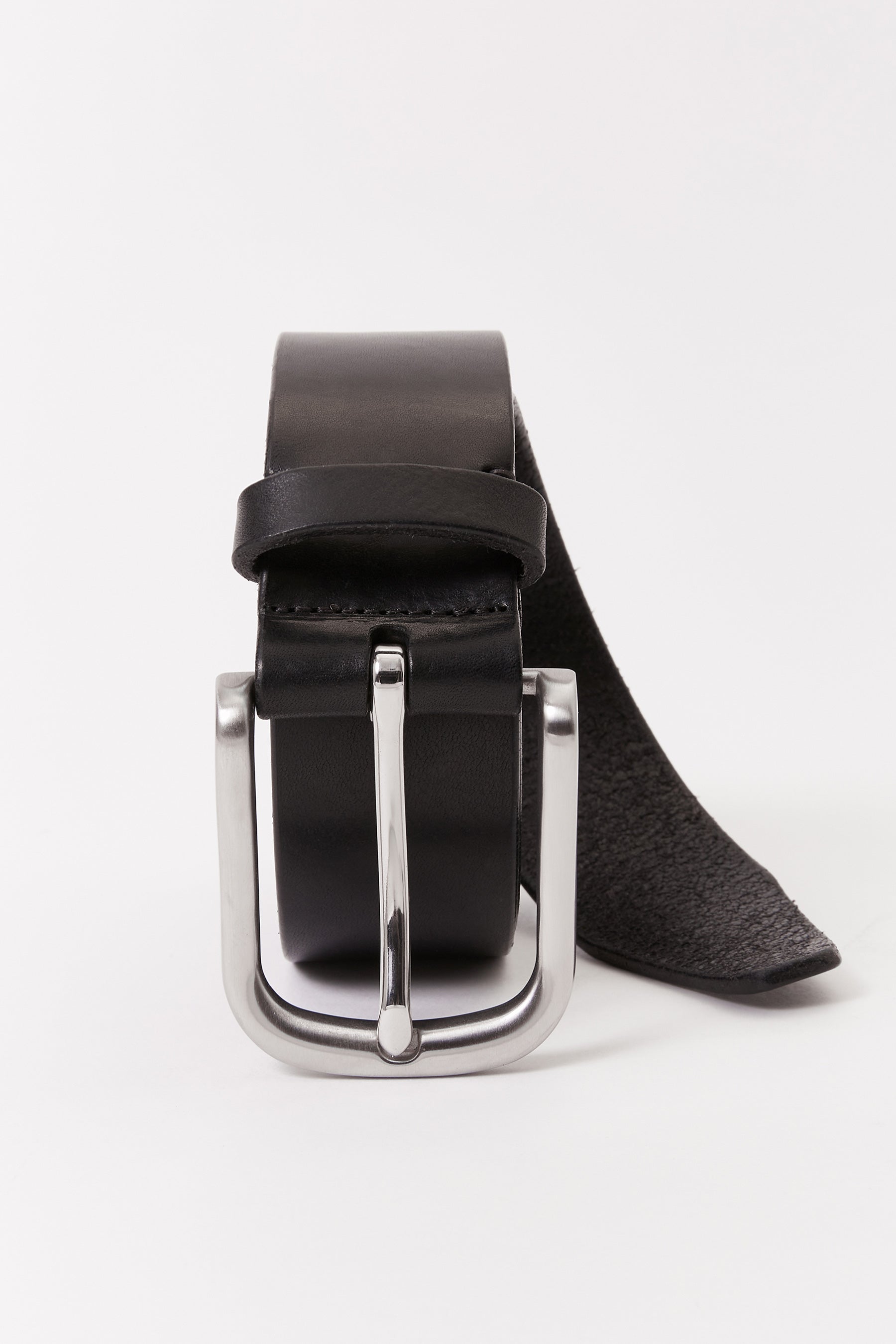 Black Calf Leather Belt with Studs