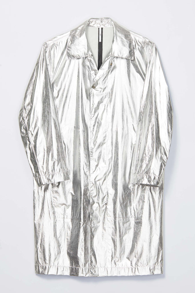 Silver Polyamide Rectangle Trench Coat