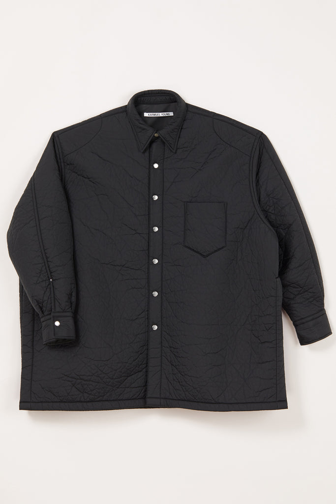 Black Nylon Polyester Padded Strong Arm XY-plane Shirt Coat (Full Lining)