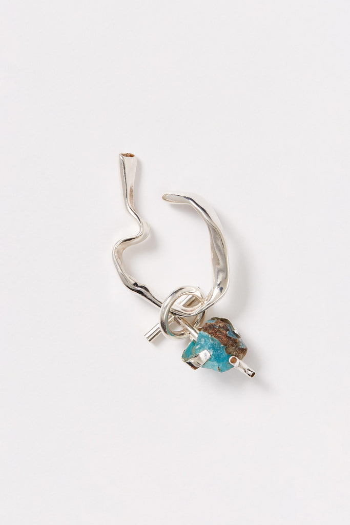 Blue Hemimorphite Silver Ear Cuff