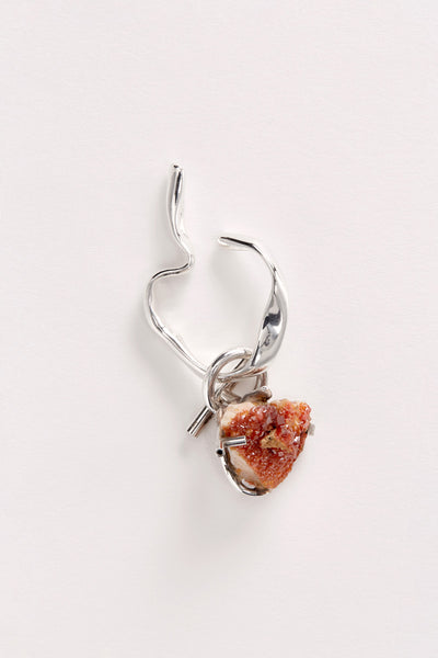 Silver Ear Cuff with Removable Red Vanadinite Pendant