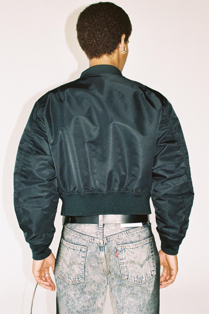 Dark Grey Polyamide Cropped Bulk Jacket