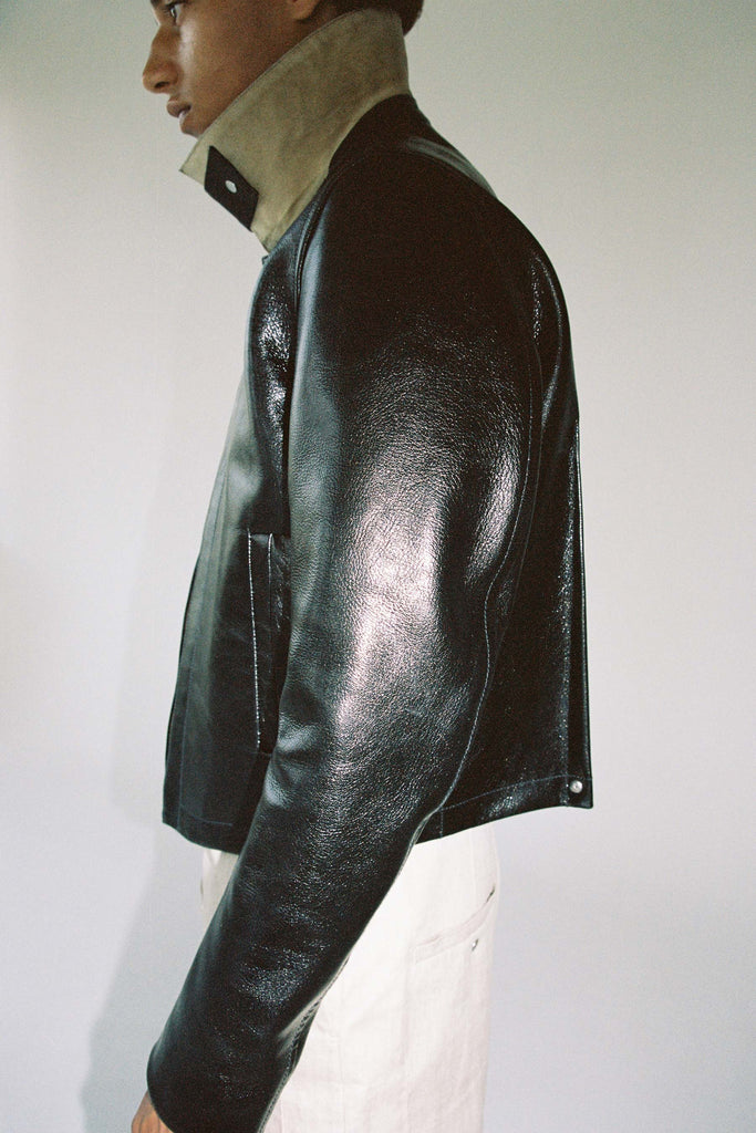 Black 2-way Pocket Goat Leather Jacket