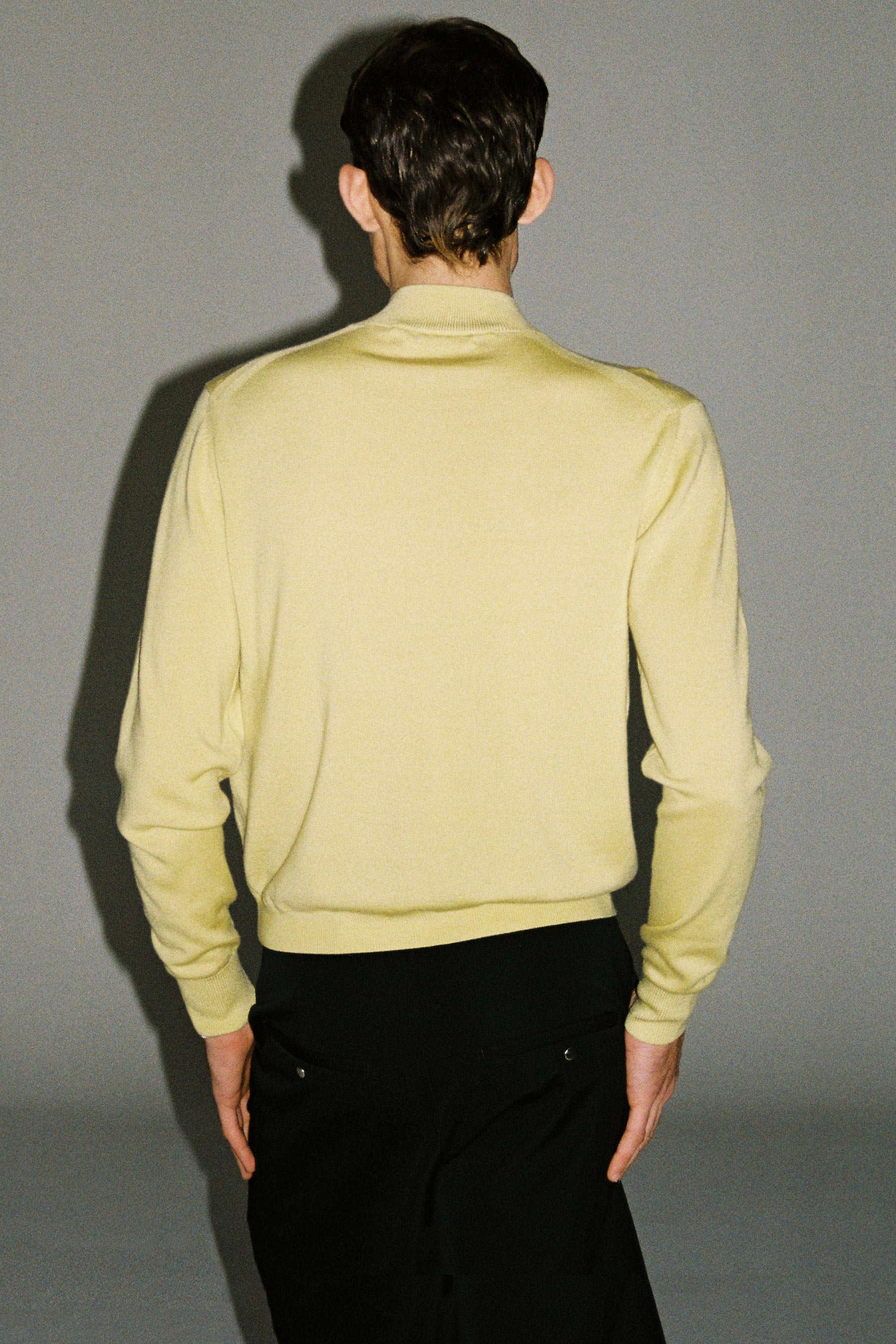 Yellow Merino Wool V-highneck Sweater