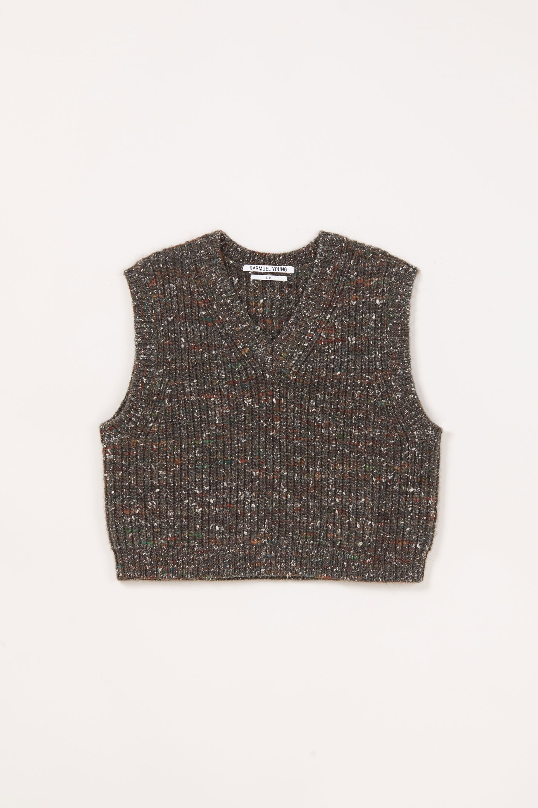 Brown Merino Wool Silk Chunky Knitted Cropped Vest