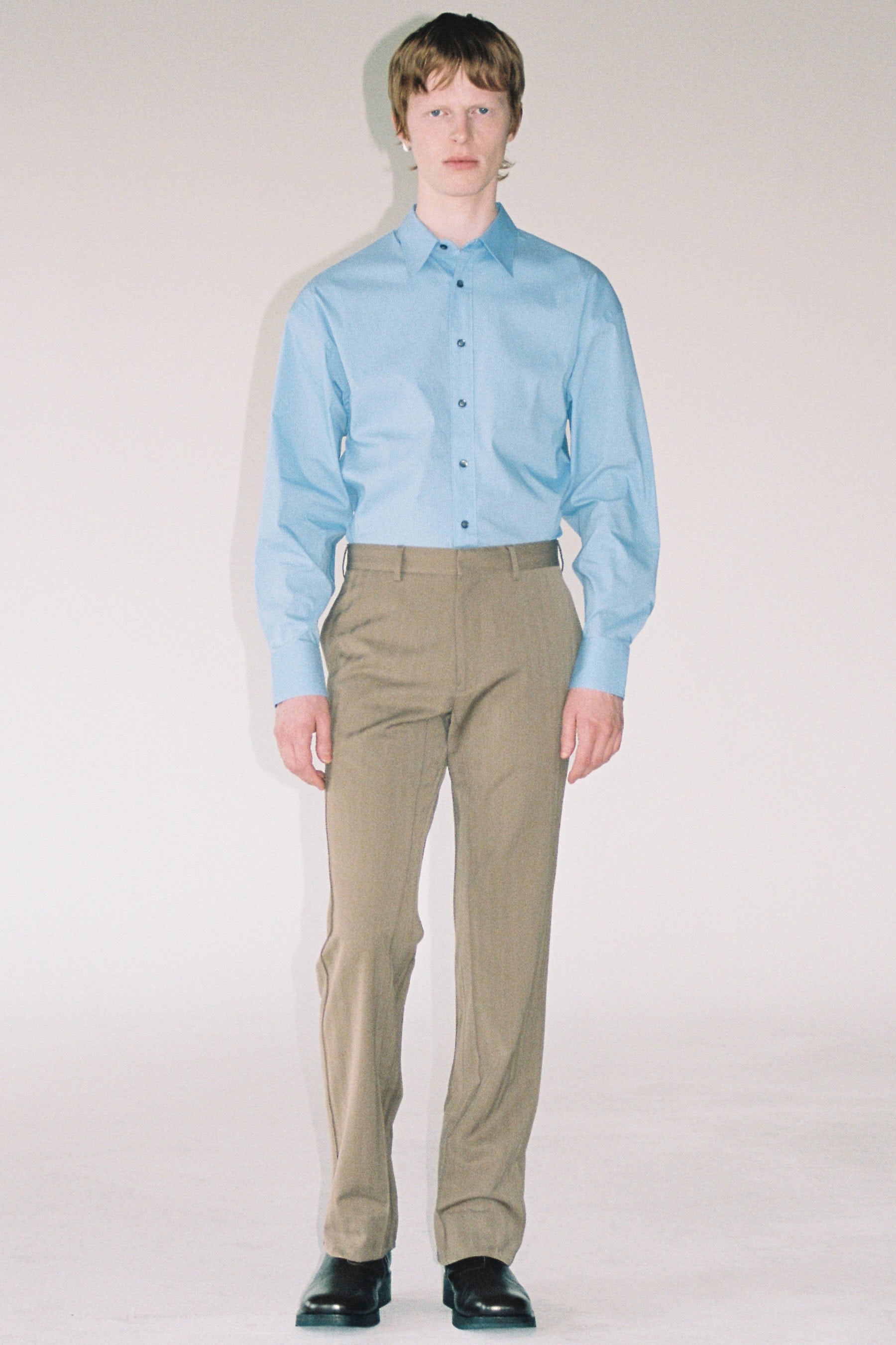 Beige Herringbone Textured Woollen Cuboid Tailored Pants