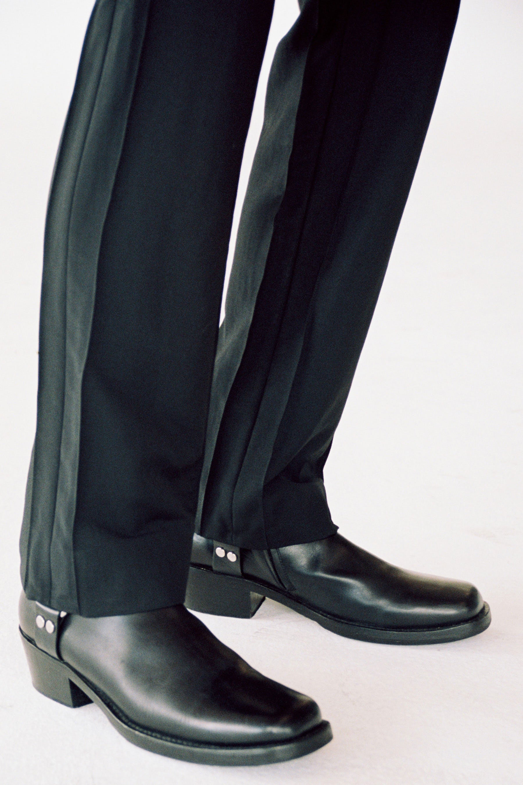 Black Woollen Mohair Cuboid Tailored Pants