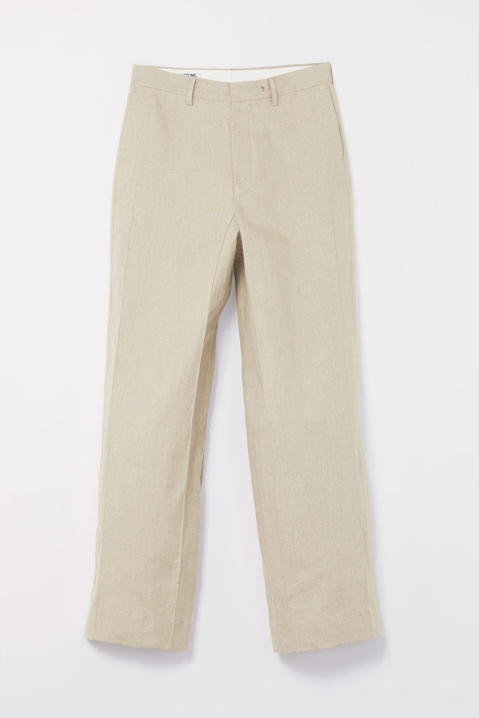 Beige Linen Cuboid Wide Pants