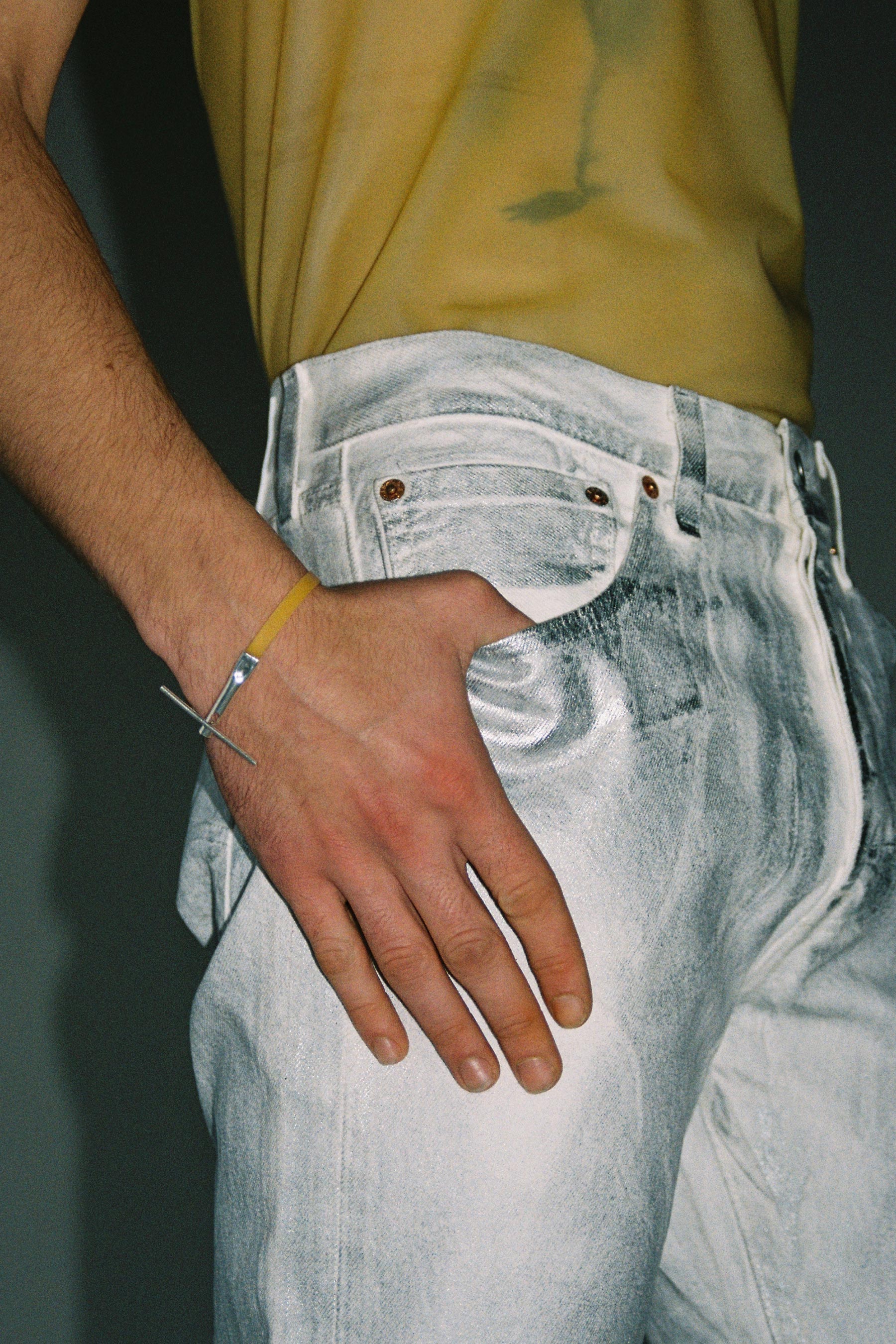 RE-edited Silver Over Foil Levi's 501 Jeans