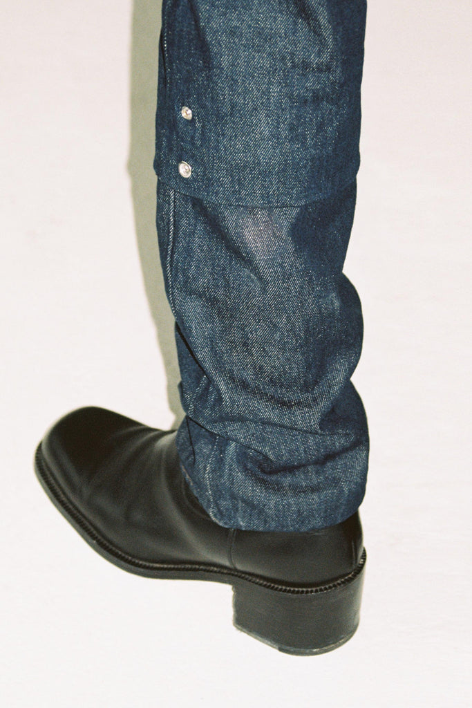 RE-edited Navy Rinse Washed 2 Ways Cuffed Cuboid Levi's 501 Jeans