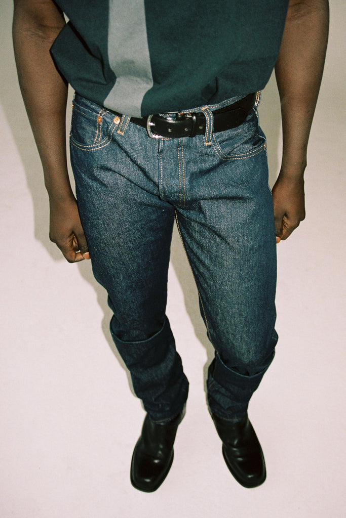 RE-edited Navy Rinse Washed 2 Ways Cuffed Cuboid Levi's 501 Jeans