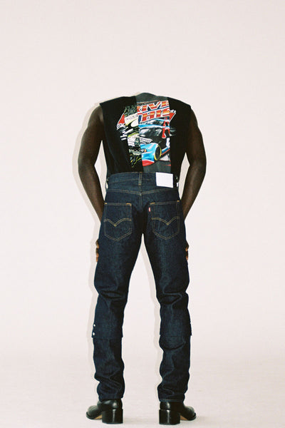 RE-edited Navy Rinse Washed 2 Ways Cuffed Cuboid Levi's 501 Jeans