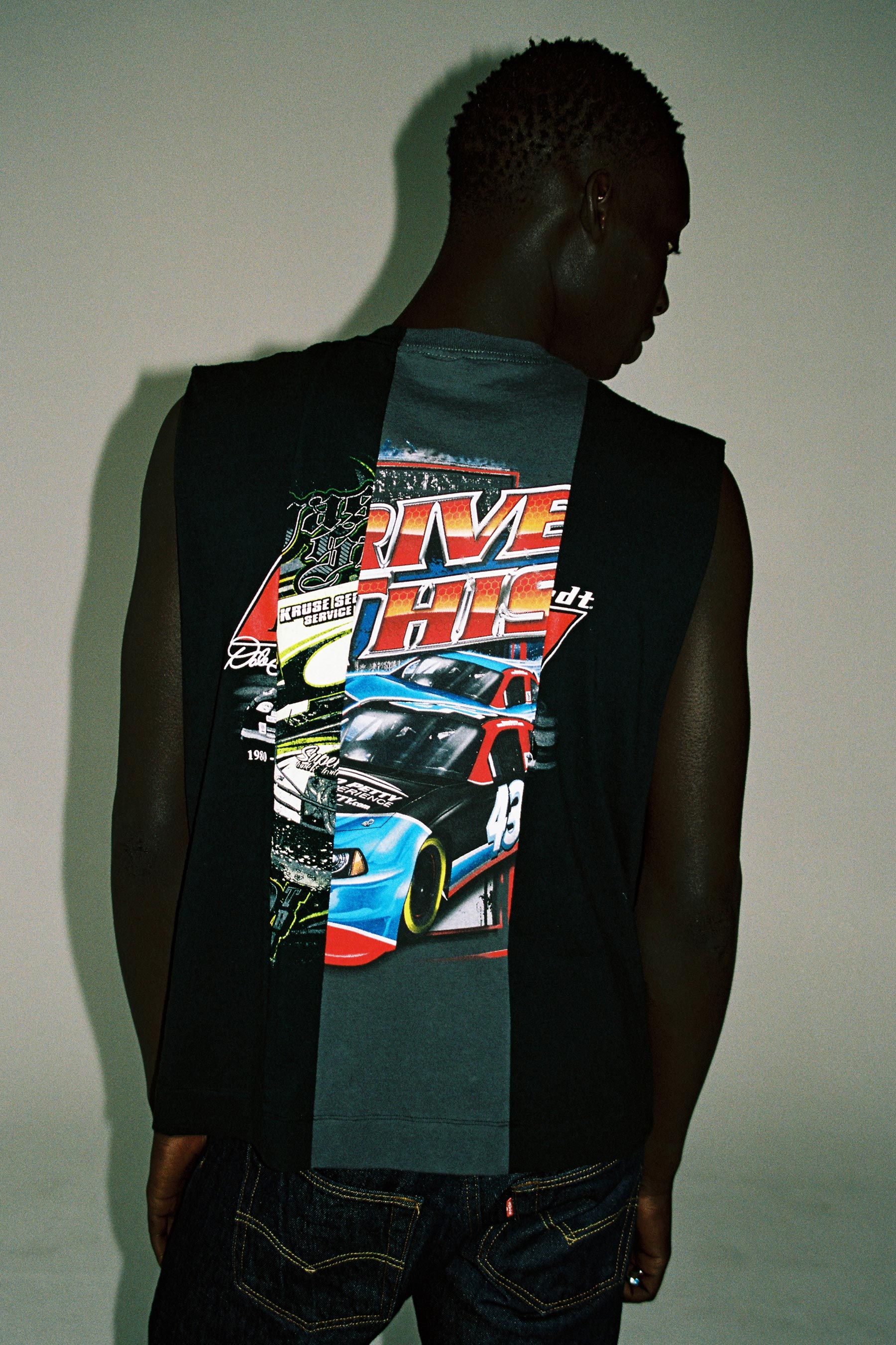 RE-edited Racing Printed Collage Rectangle Tank Tops