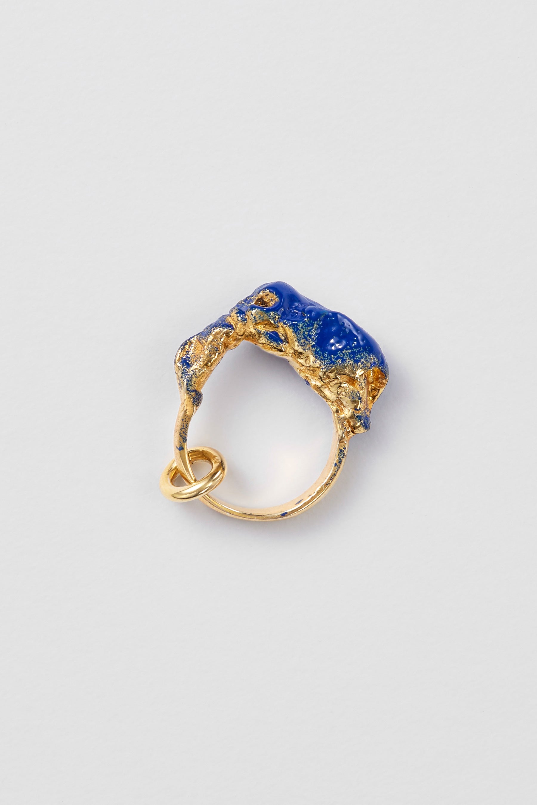 Blue Enamel Meteorite Gold Ring