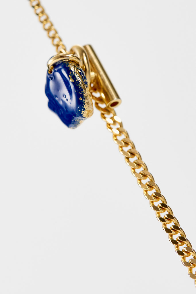 Blue Enamel Meteorite Pendant Gold Shirt Jewelry