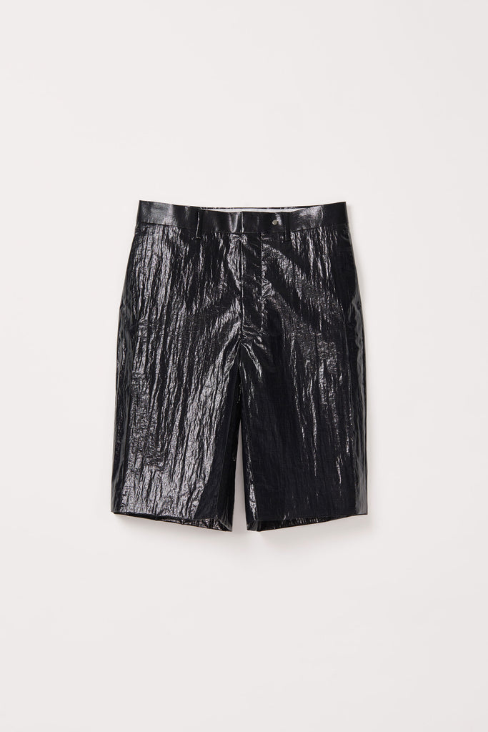 Black Nylon Cuboid Tailored Shorts