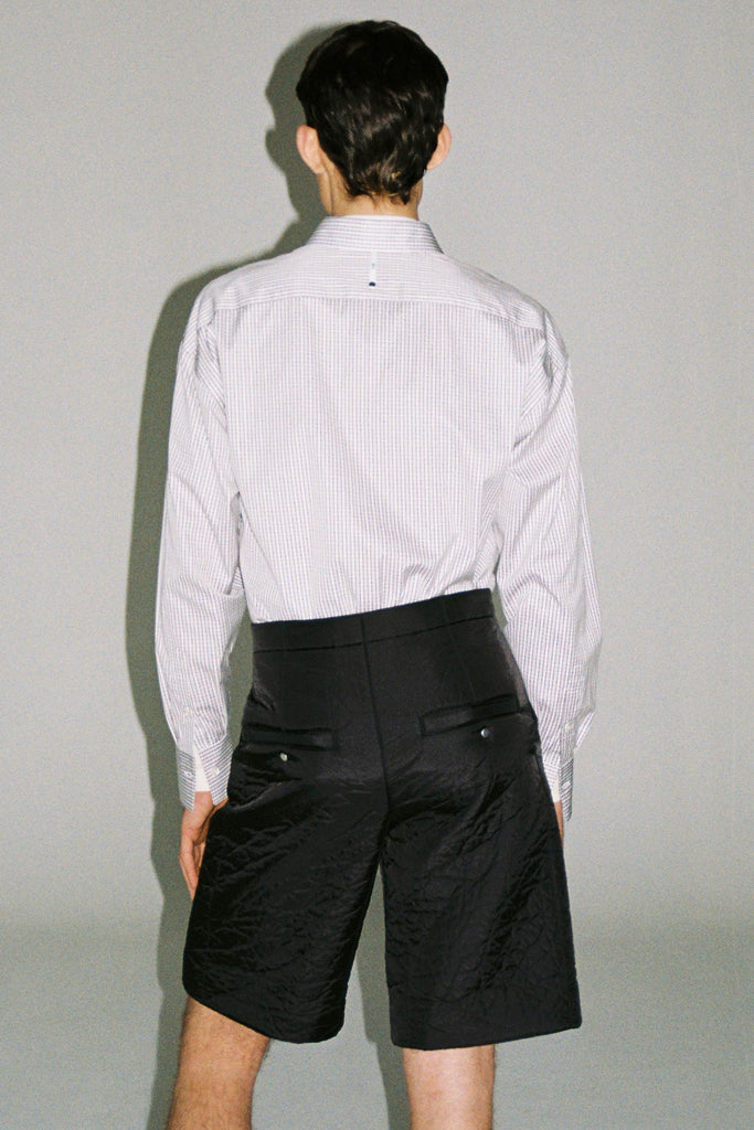 Black Nylon Polyester Padded Cuboid Shorts