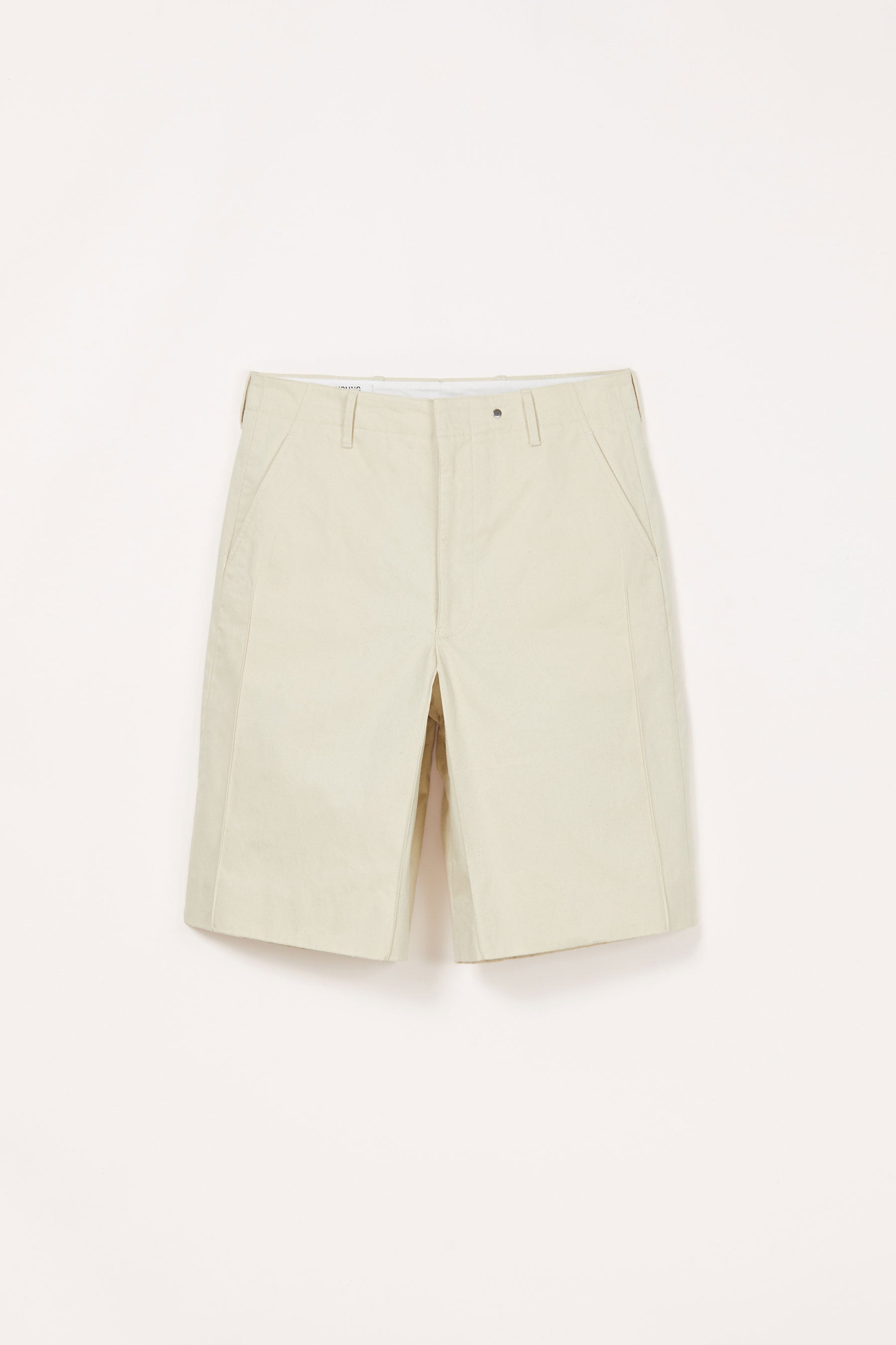 Beige Cotton Polyamide Cuboid Shorts