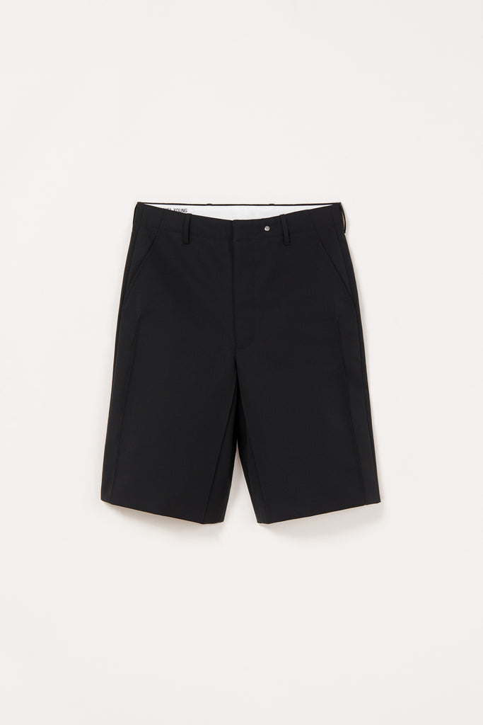 Black Wool Cuboid Shorts