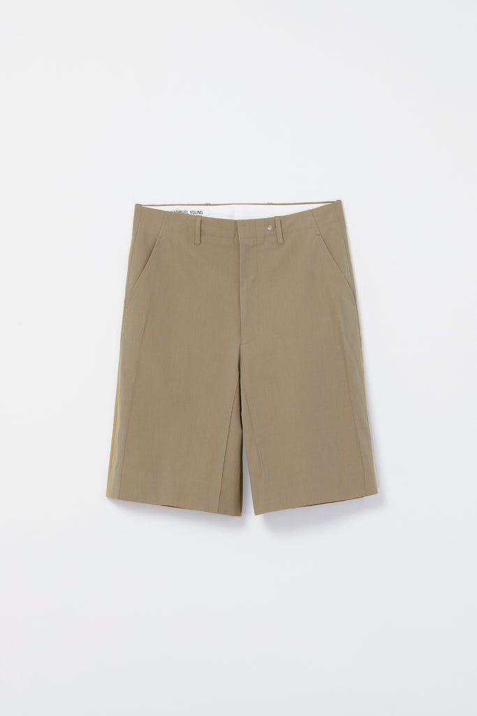 Beige Cotton Cuboid Shorts