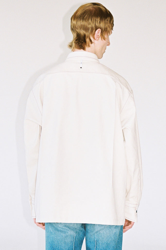 White Fauxed Suede Cuboid Overshirt