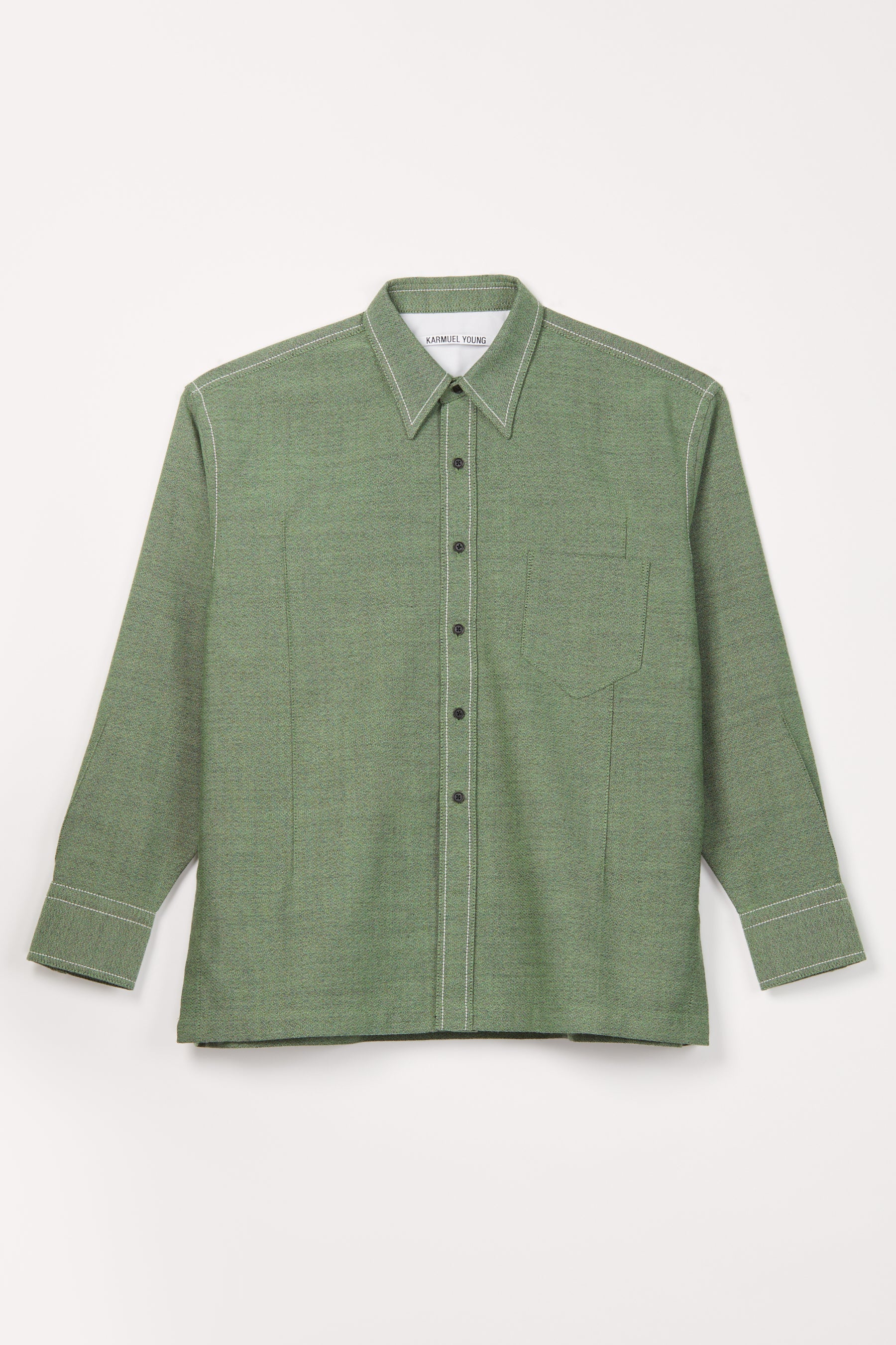 Green Woollen Cuboid Overshirt
