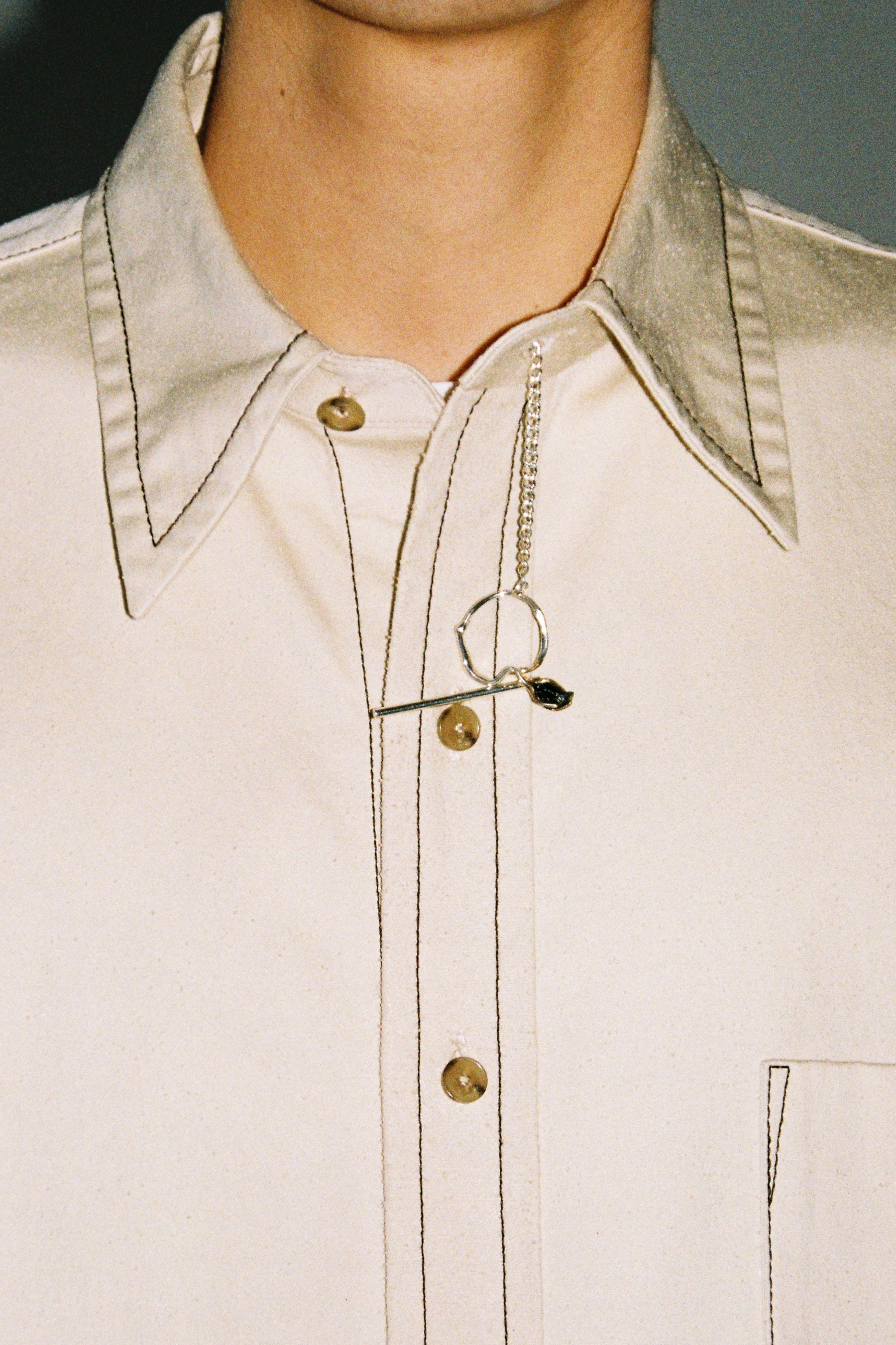 Beige Cotton Polyamide Cuboid Overshirt