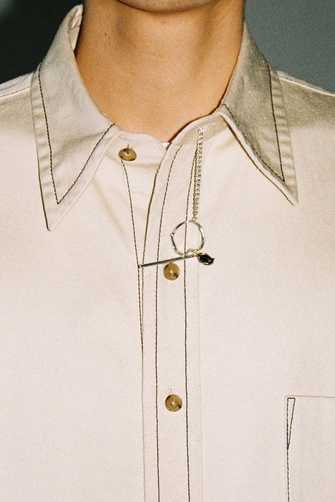 Beige Cotton Polyamide Cuboid Overshirt