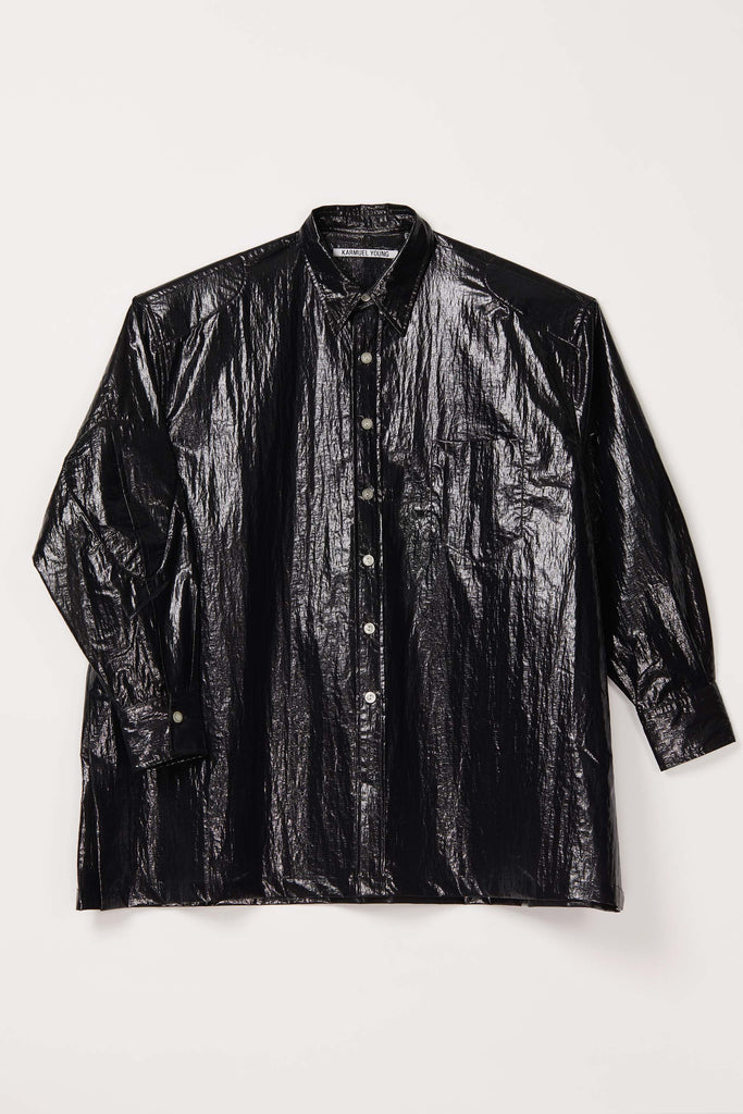 Black Nylon Strong Arm Shirt Coat