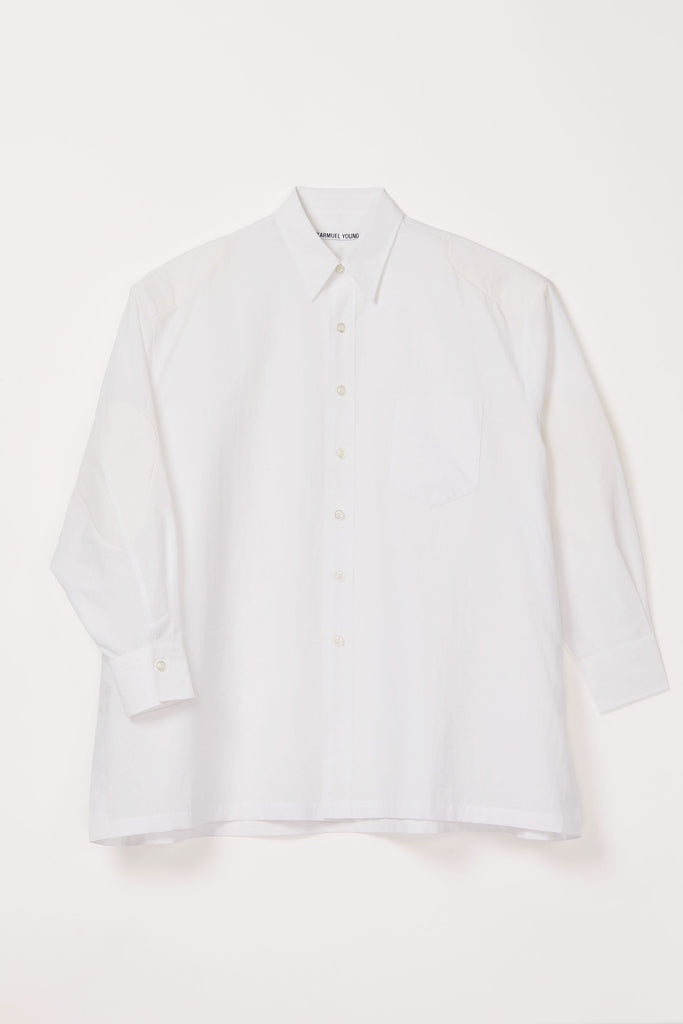 White Cotton Strong Arm Shirt Coat