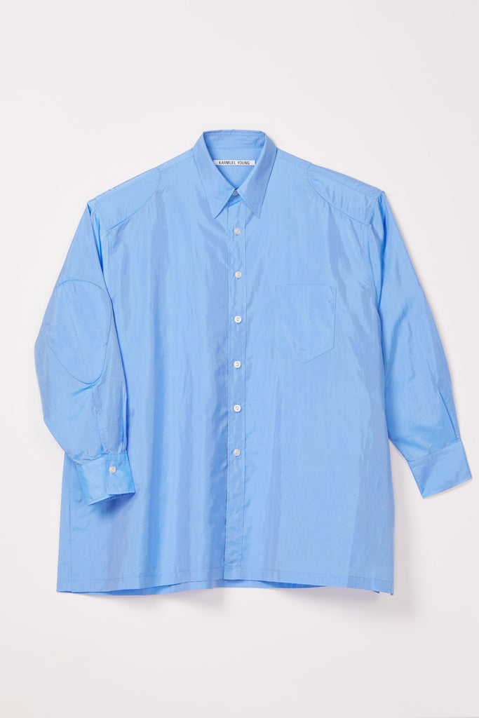 Light Blue Silk Polyamide Blended Strong Arm Shirt Coat