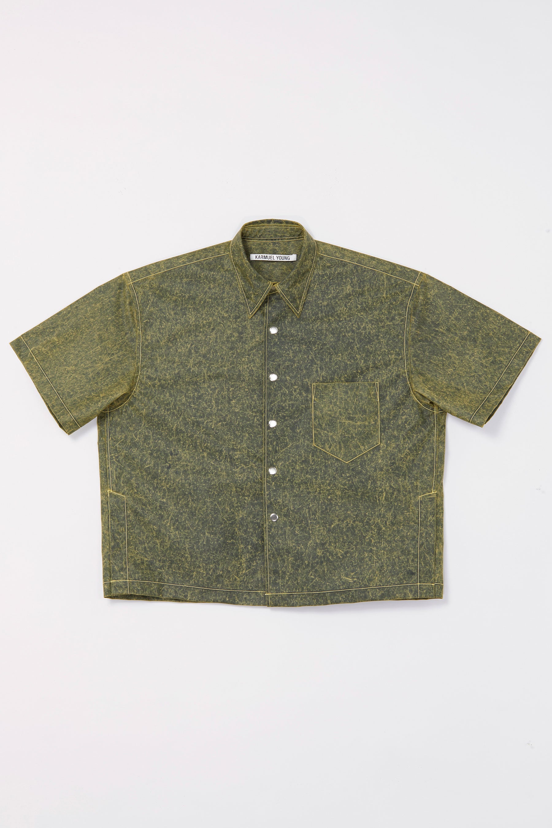 Olive Green Square Short Sleeved Overshirt