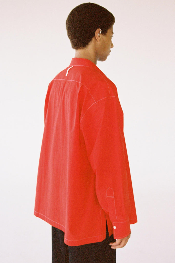 Red Cotton Square Overshirt