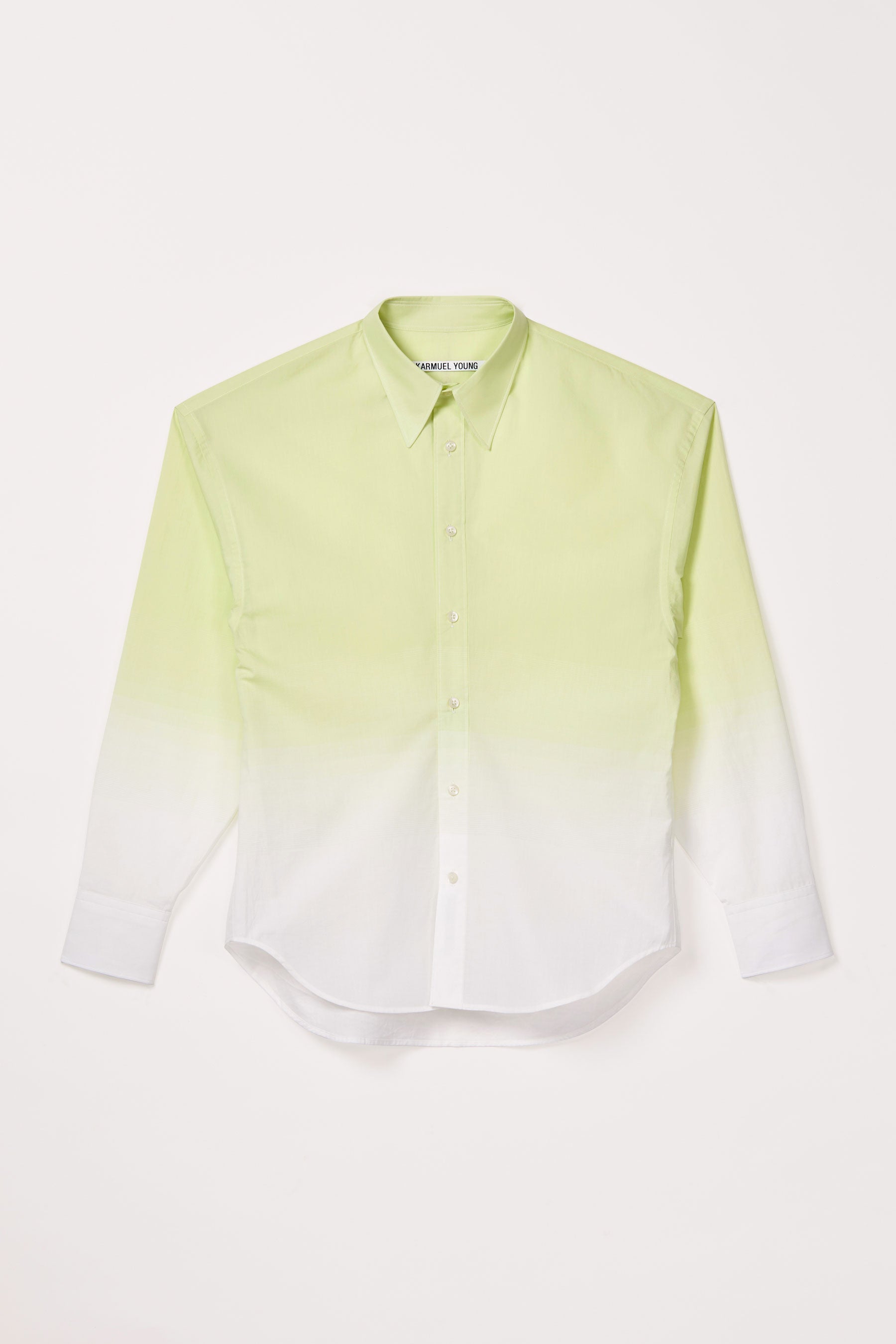 Green Cotton Gradient Weaved Trapezium Shirt