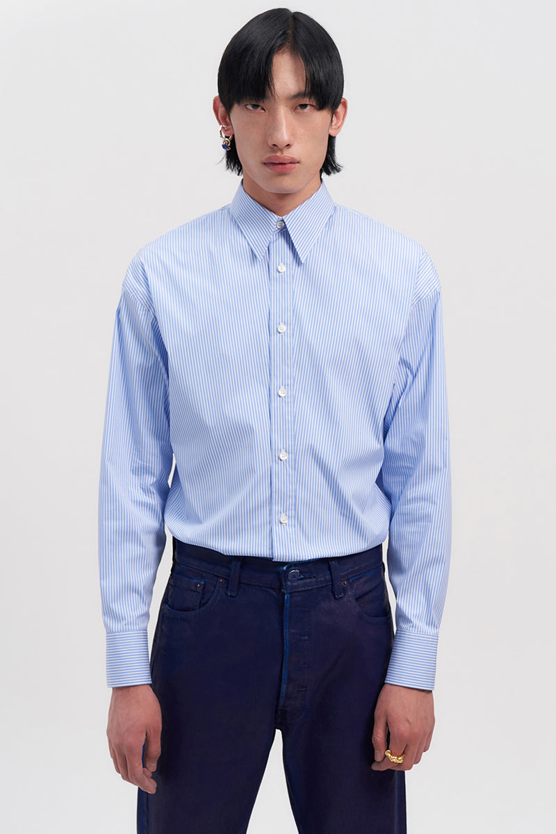 Light Blue Stripe Trapezium Shirt