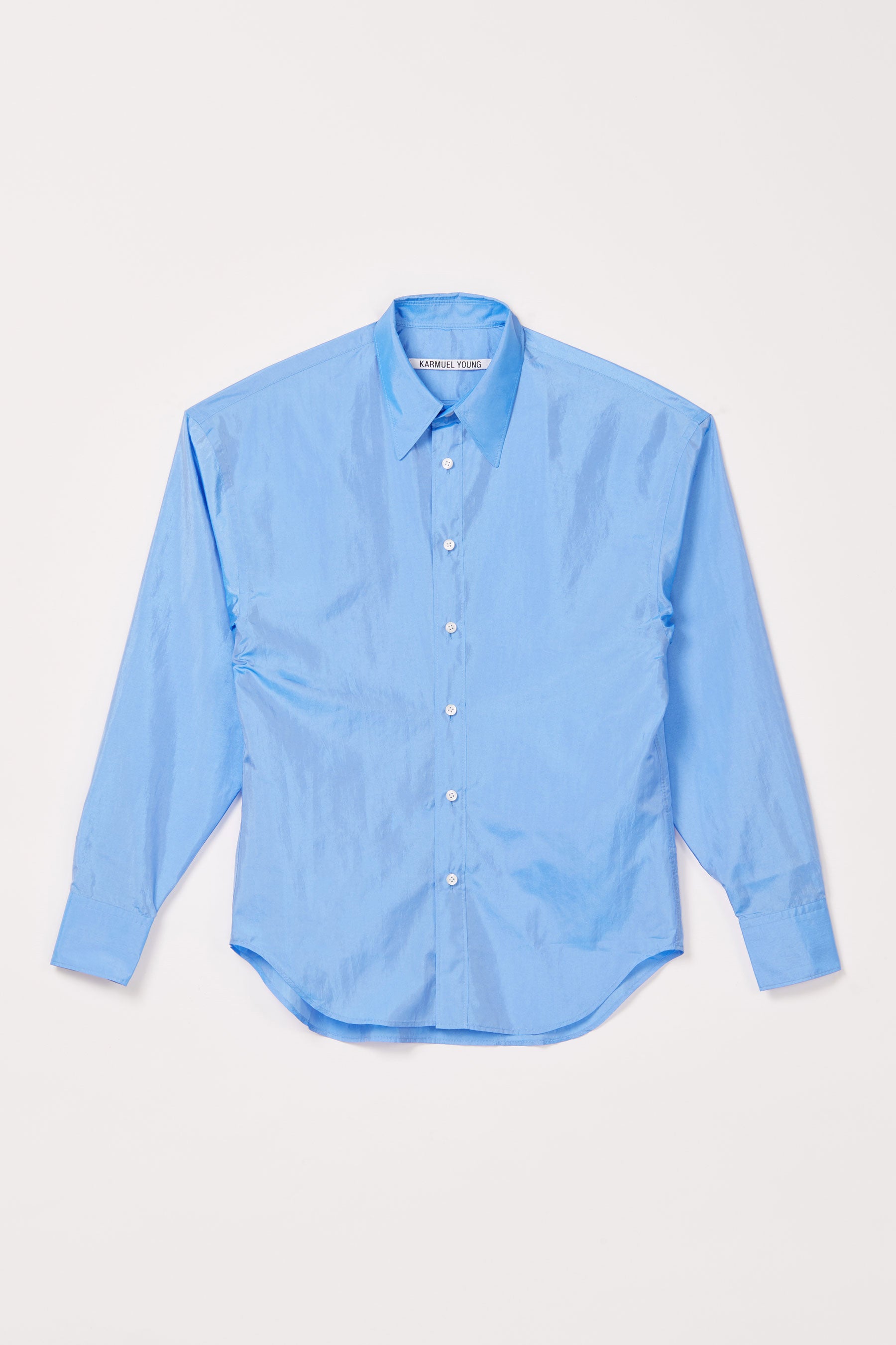 Light Blue Silk Polyamide Blended Trapezium Shirt