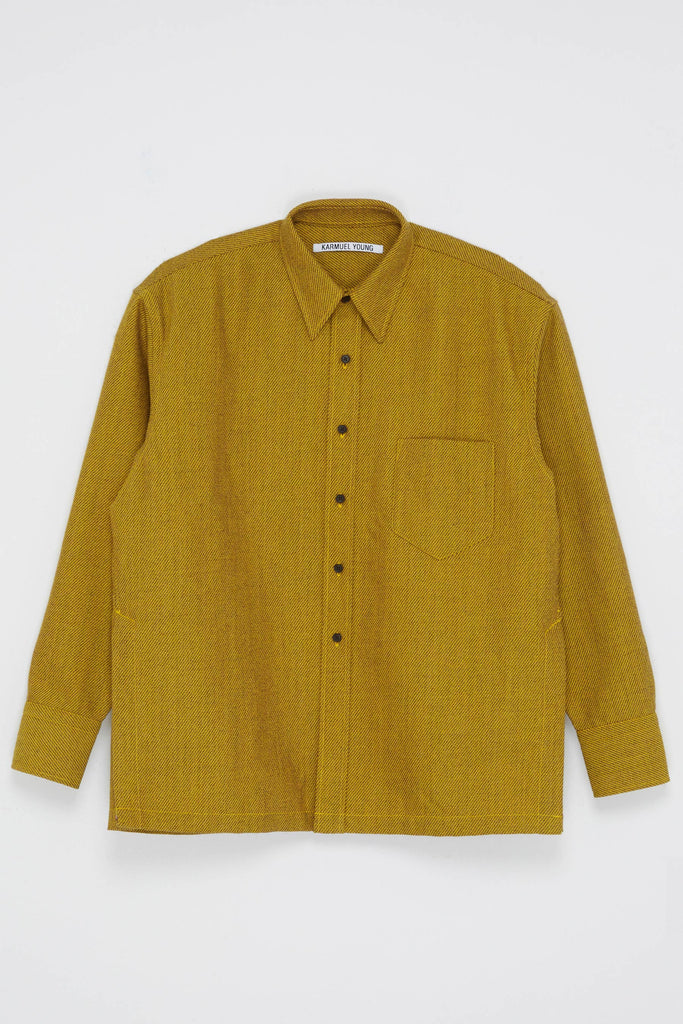 Yellow Woollen Square Overshirt