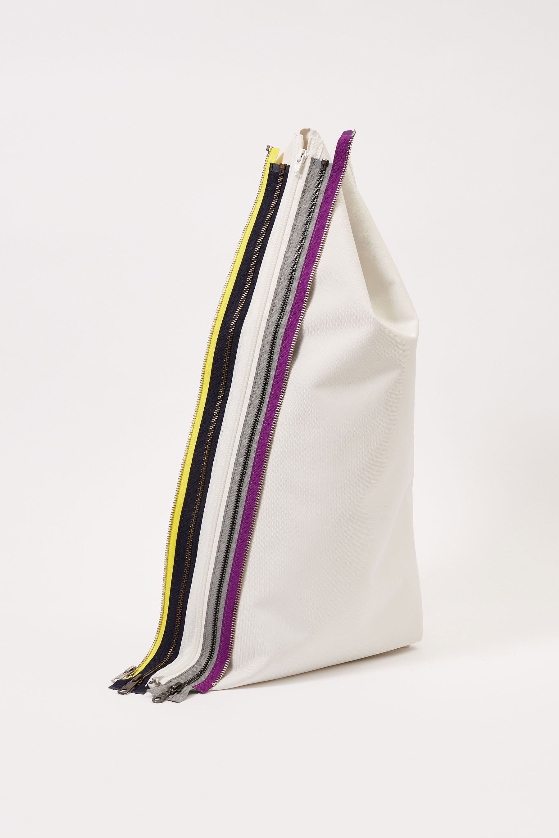 White Polyester Triangle Zip Tote Bag
