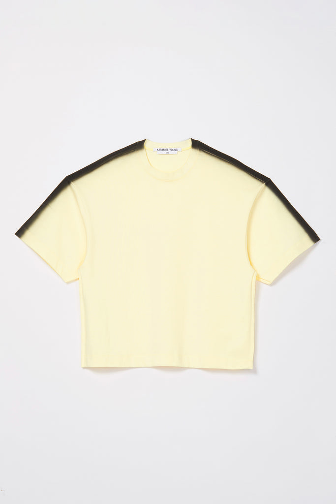 Yellow Cotton Spray Printed Square XY-plane T-Shirt