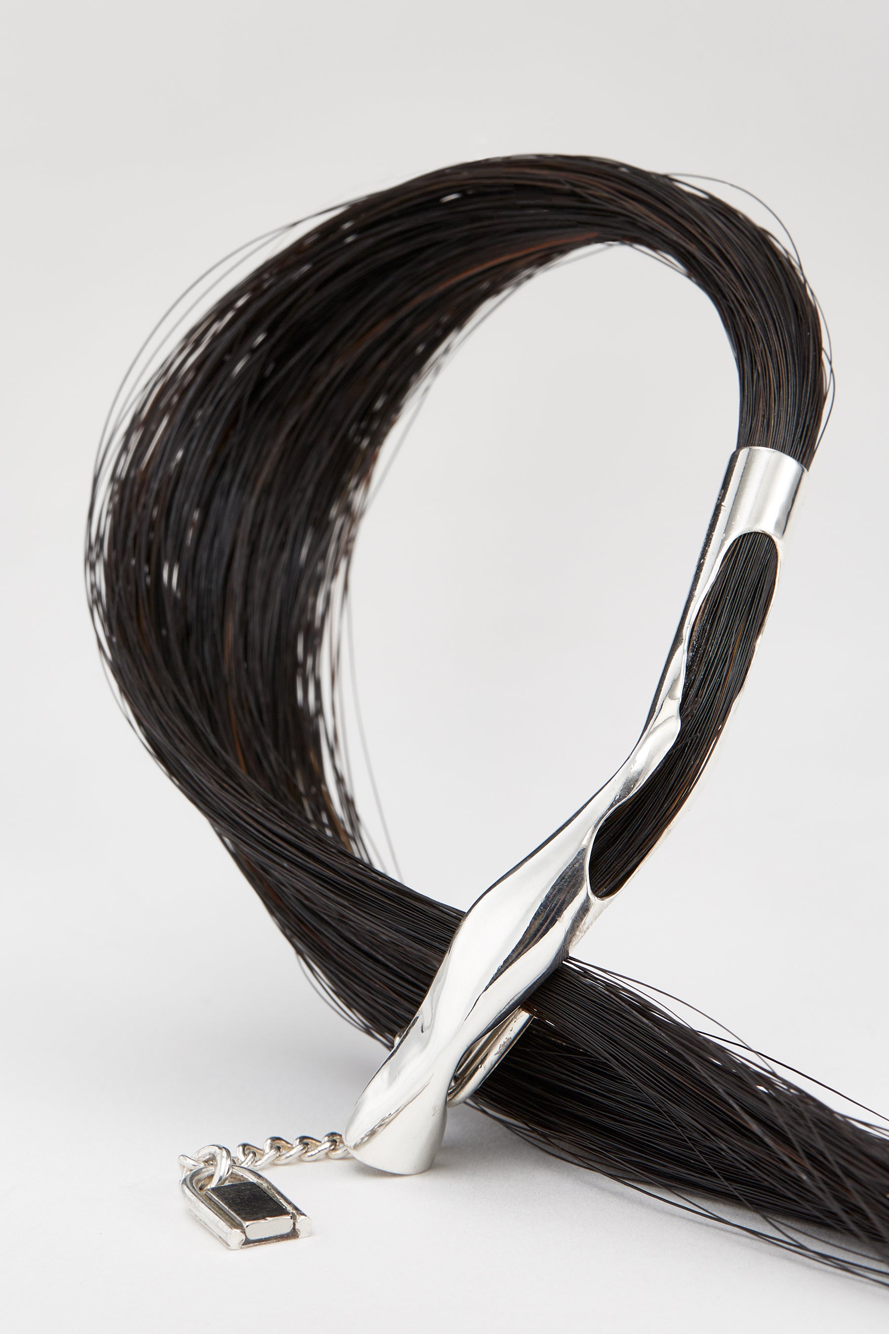Silver Tube with Black Horse Tail Hair