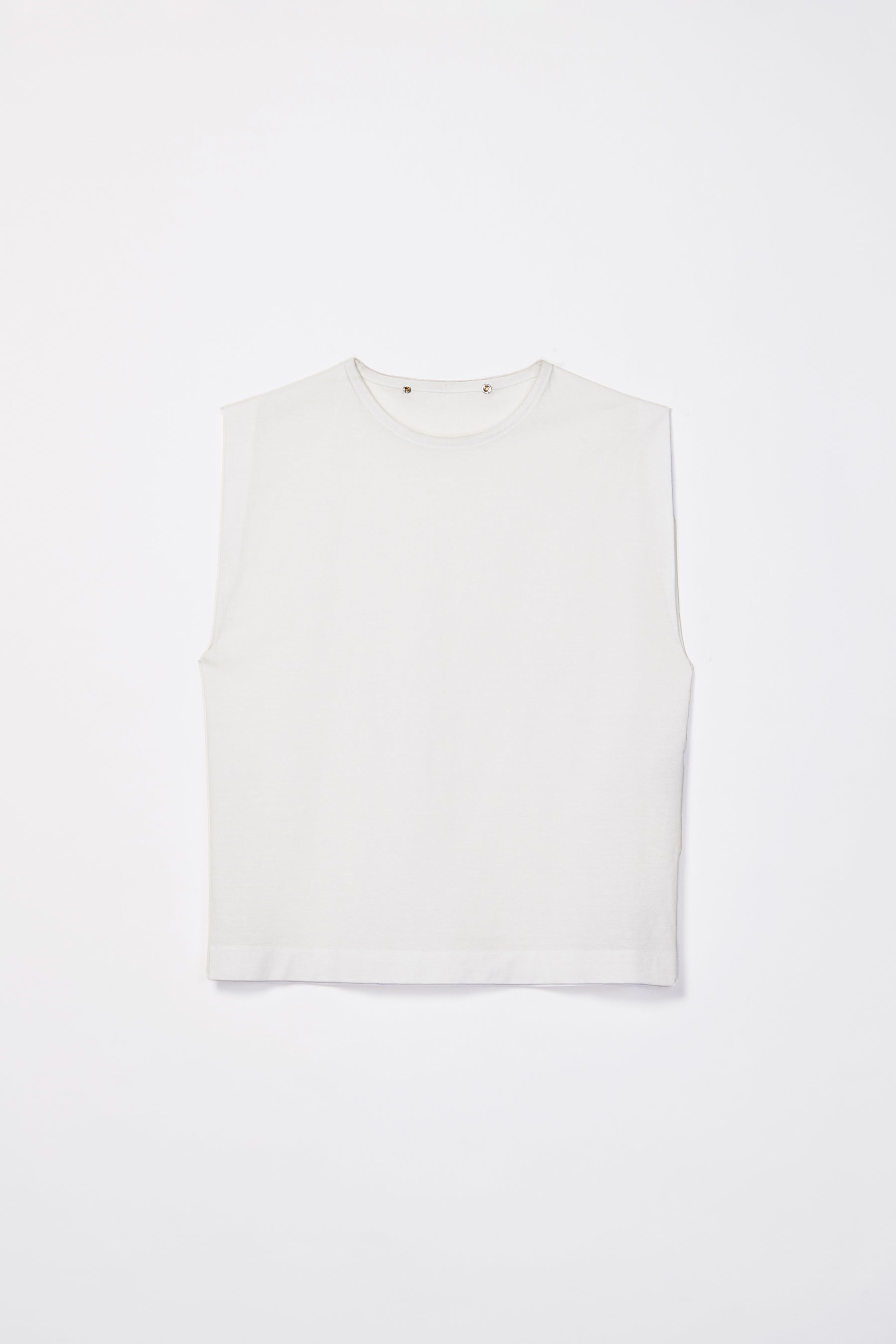 White Cotton Polyester Square Tank Tops with Adjustable Neckline